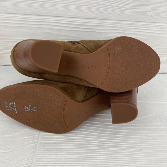 Franco Sarto Dorinda Brown Leather Suede Zipper Ankle Boots Booties Women's Sz 8 - Picture 11 of 12